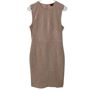 LAST CALL Theory Lamb Leather Suede Dress Women’s Size 6 Beige Sleeveless